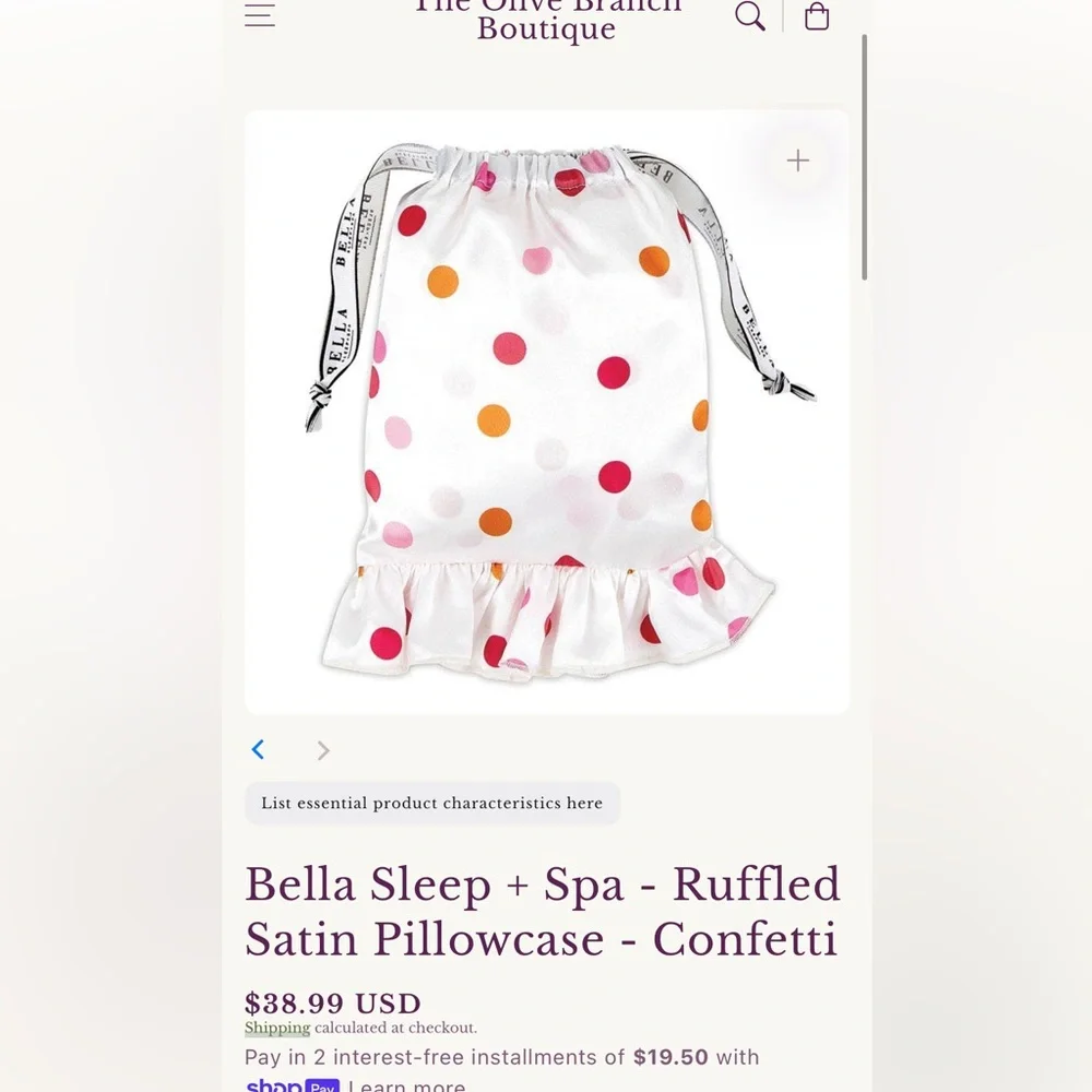 Bella Sleep + Spa - Ruffled Satin Pillowcase - Confetti